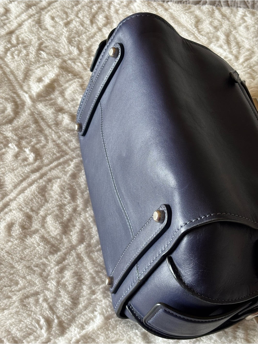 Coach Ace Satchel in Navy/Silver - Picture 9 of 16